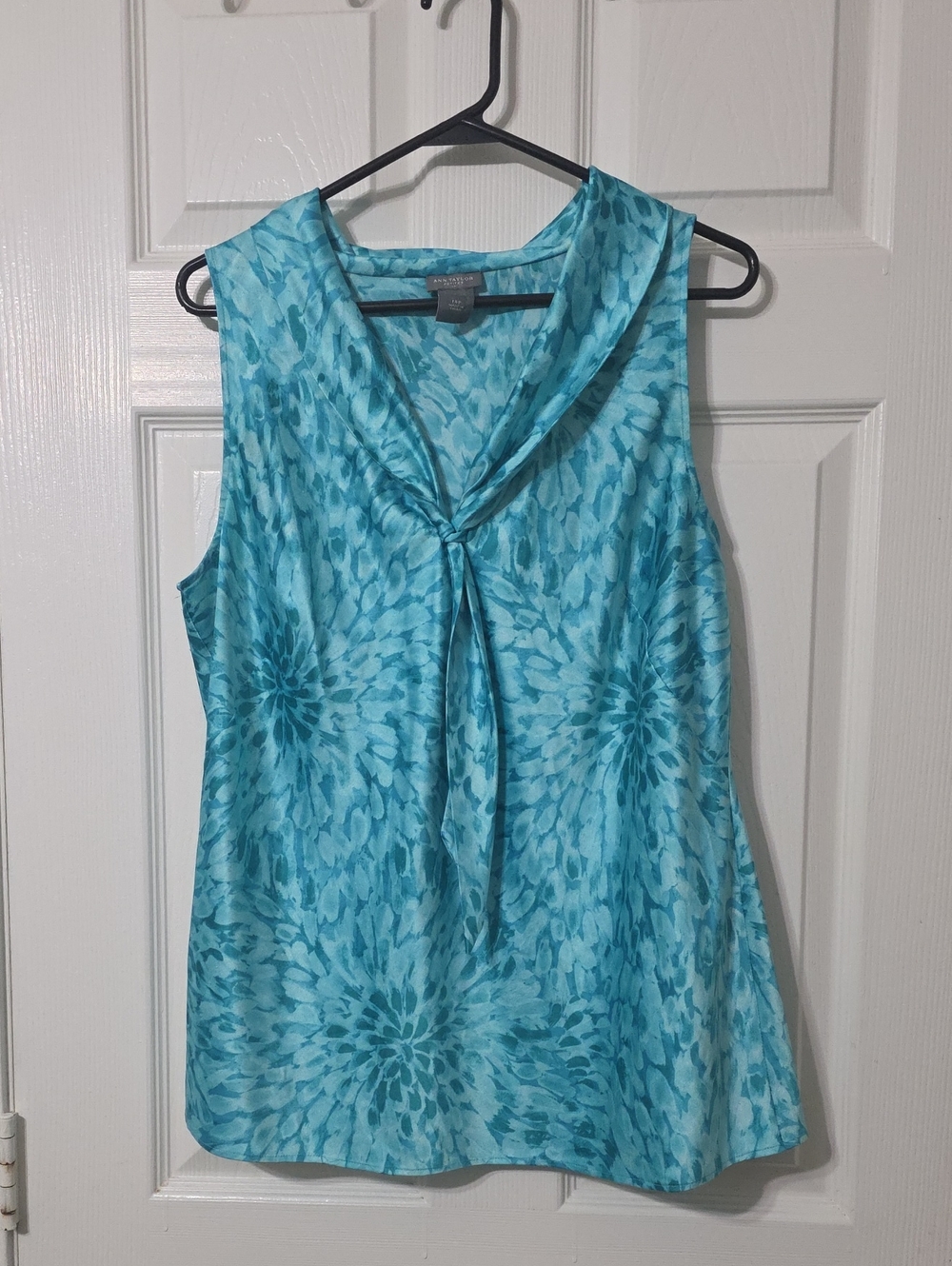 Ann Taylor Turquoise Blue Floral Tie-Neck Sleeveless Camisole